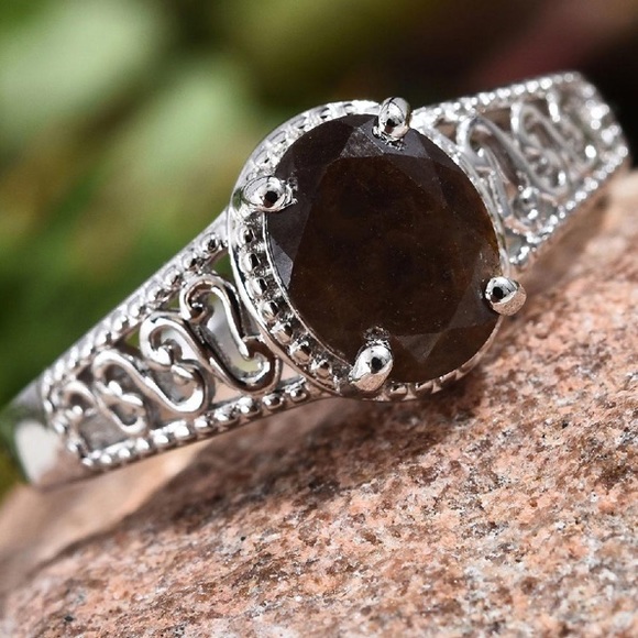 Chocolate Sapphire Ring in Platinum Bond Brass - Picture 2 of 8